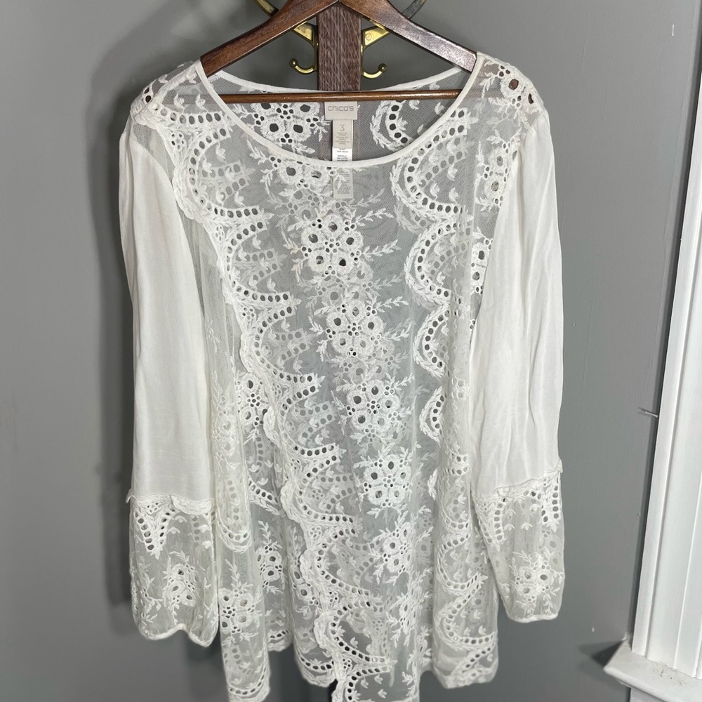 Chicos Lace Top - off white - size 16/18